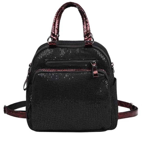 Sequin Mini Backpack Rucksack Purse - Picture 3 of 8